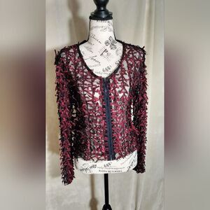 Elegant Burgundy Textured Women's Jacket